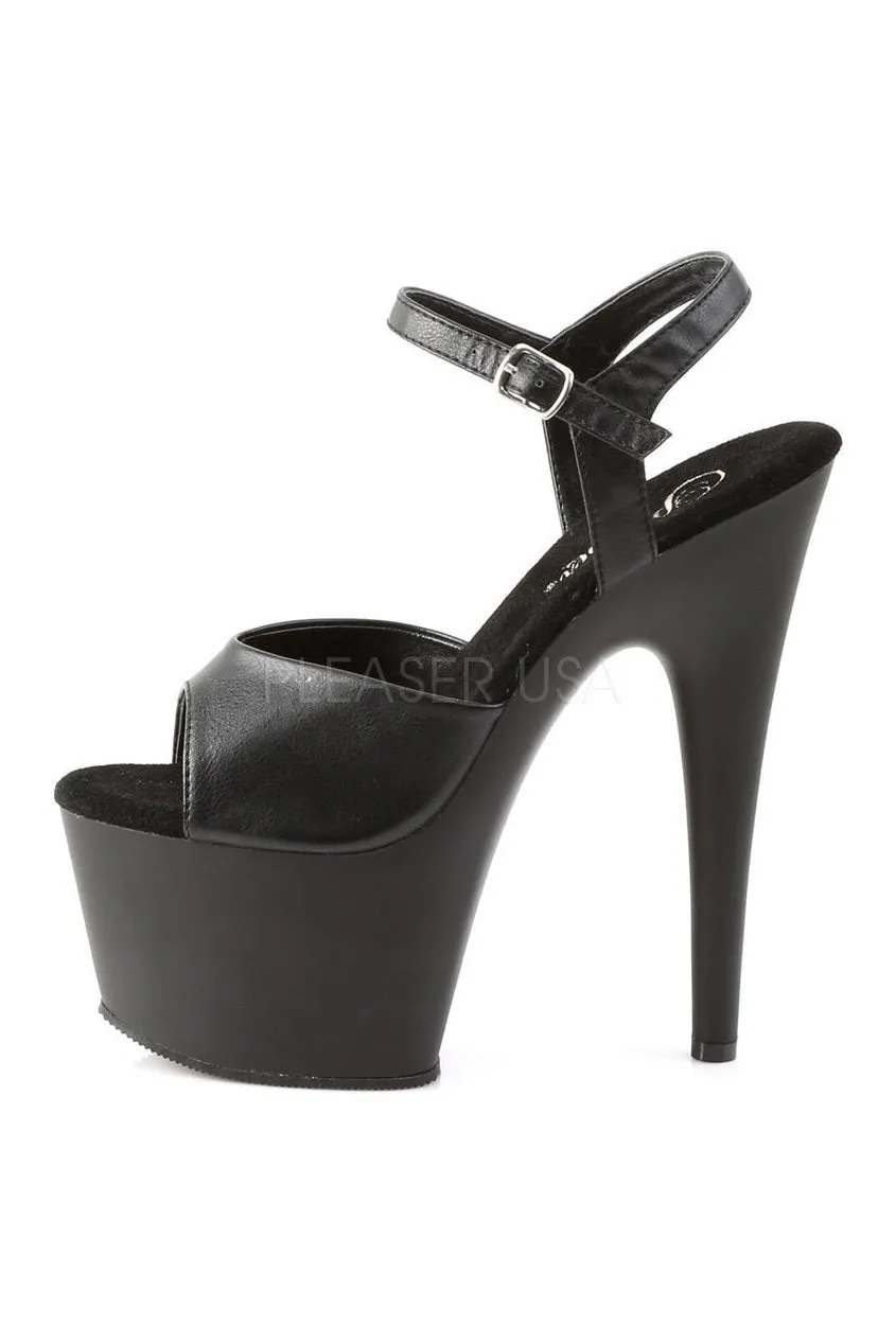 ADORE-709 Platform Sandal  | Black Faux Leather