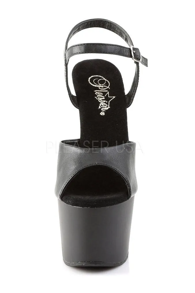 ADORE-709 Platform Sandal  | Black Faux Leather