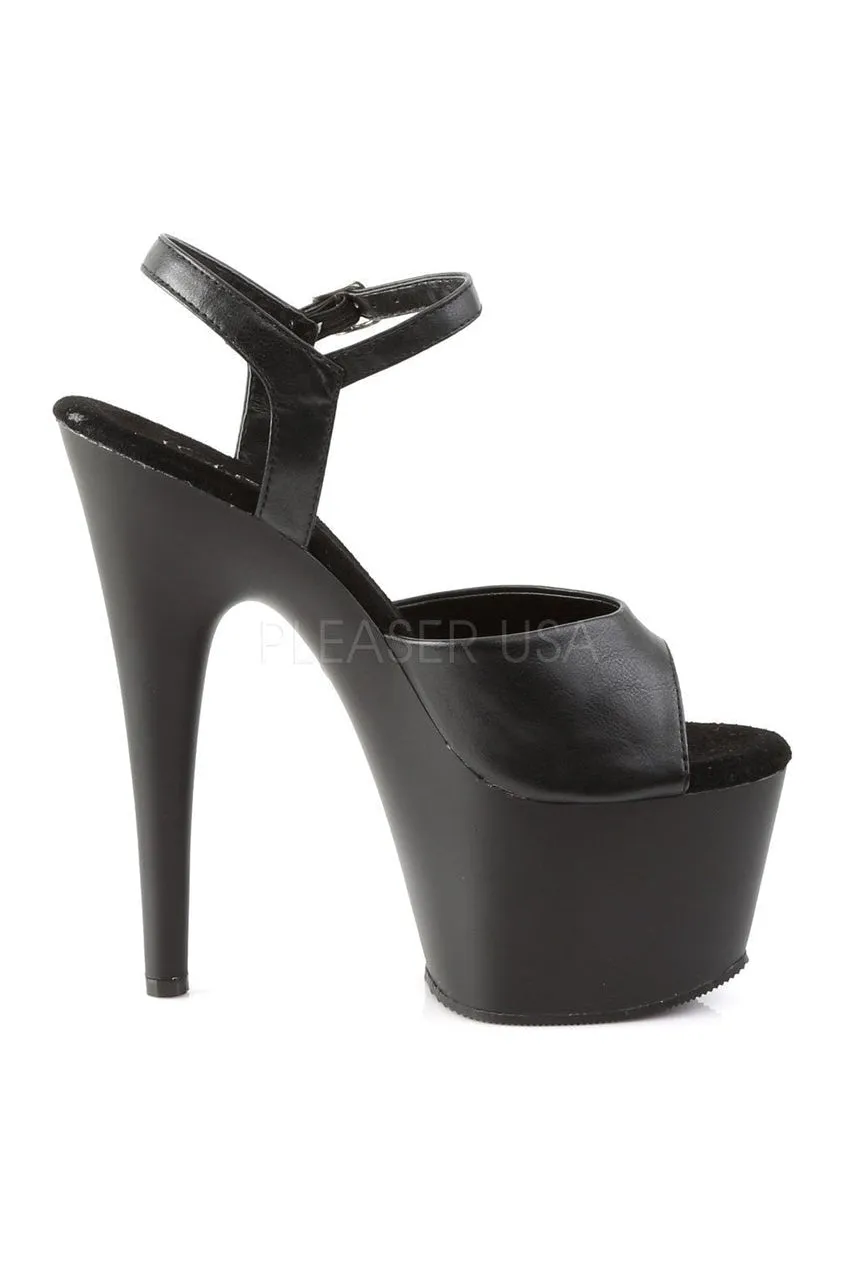 ADORE-709 Platform Sandal  | Black Faux Leather