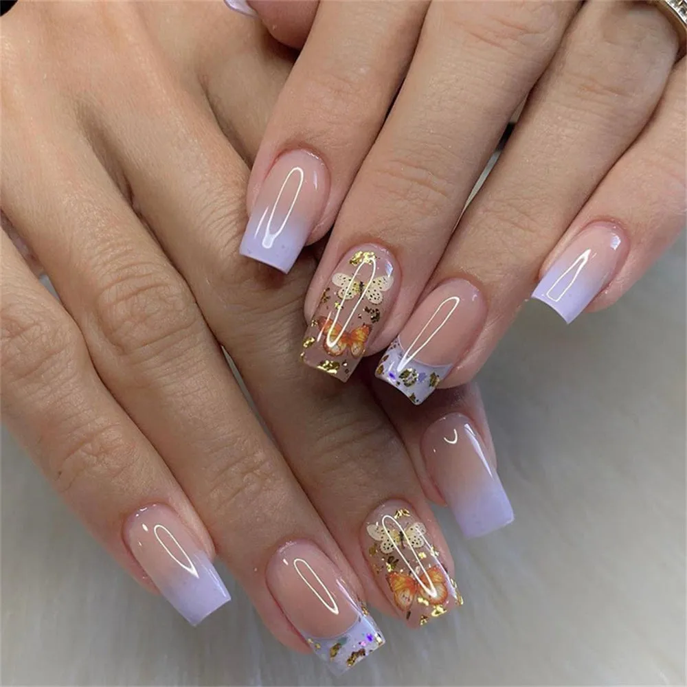Coffin Gradual Butterfly Gold Pink