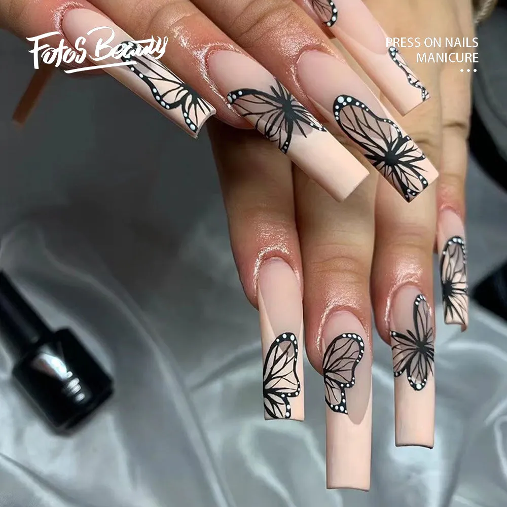 Coffin nude French black butterfly