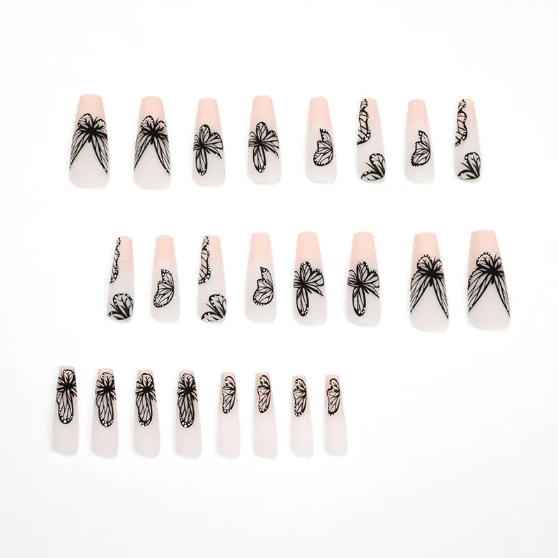 Coffin nude French black butterfly