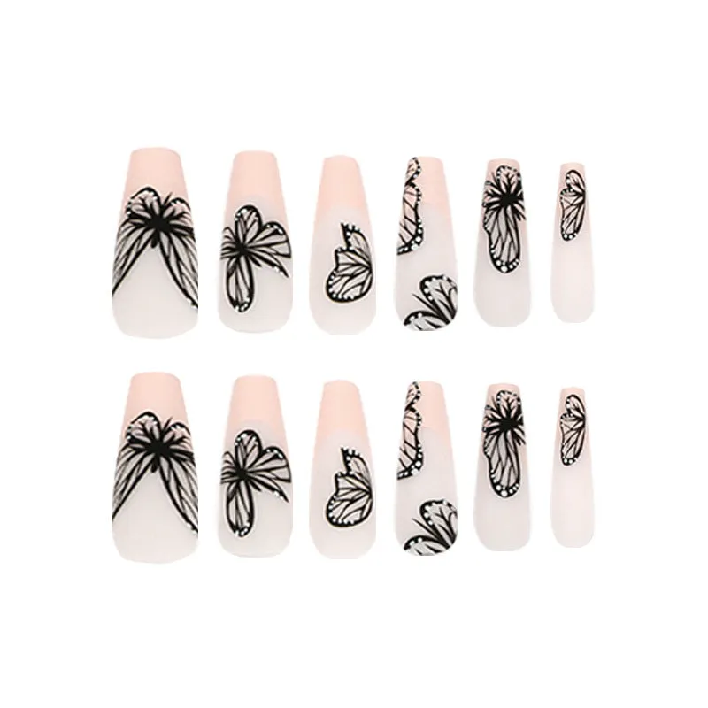 Coffin nude French black butterfly
