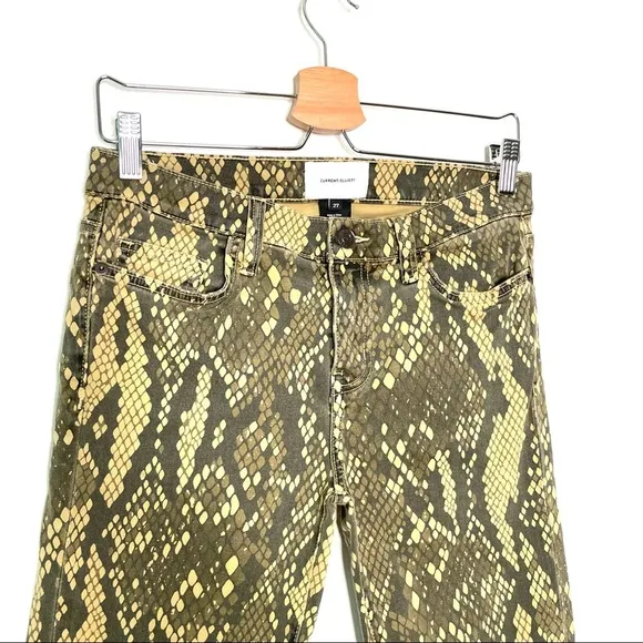 Current Elliot | The Stiletto Snake-Print Cropped Skinny Jeans