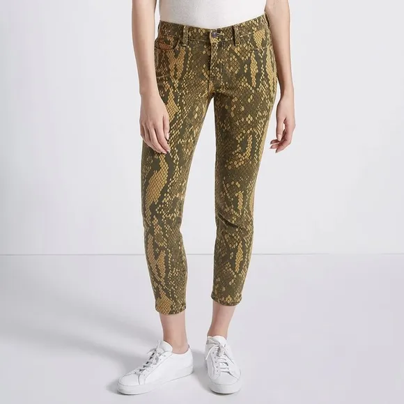 Current Elliot | The Stiletto Snake-Print Cropped Skinny Jeans