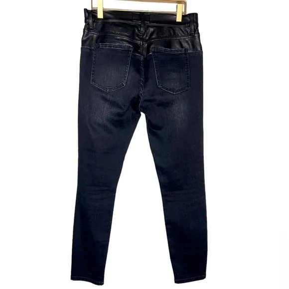 Current/Elliott The Fused High Rise Vegan Leather Contrast Stiletto Jean