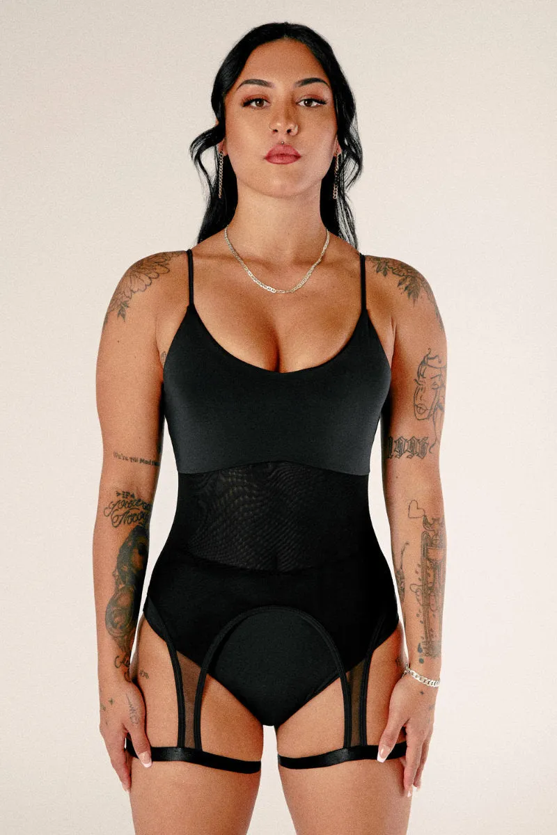 CXIX Baddies Garter Bodysuit - Onyx