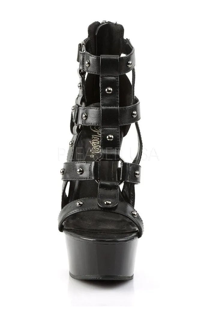 DELIGHT-682 Platform Sandal  | Black Faux Leather
