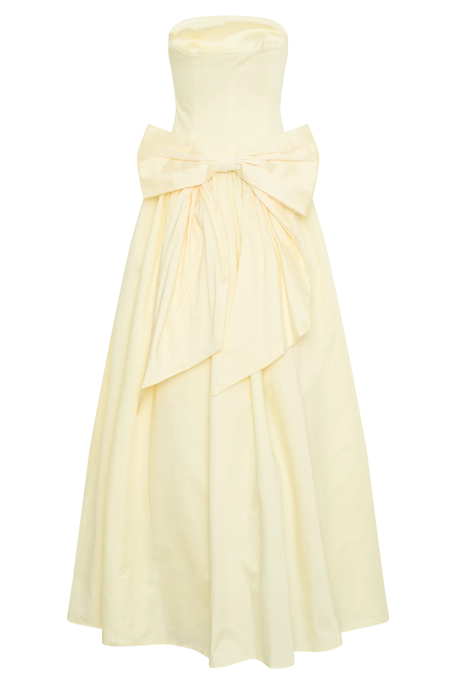 Frances Strapless Bow Maxi Dress - Lemon