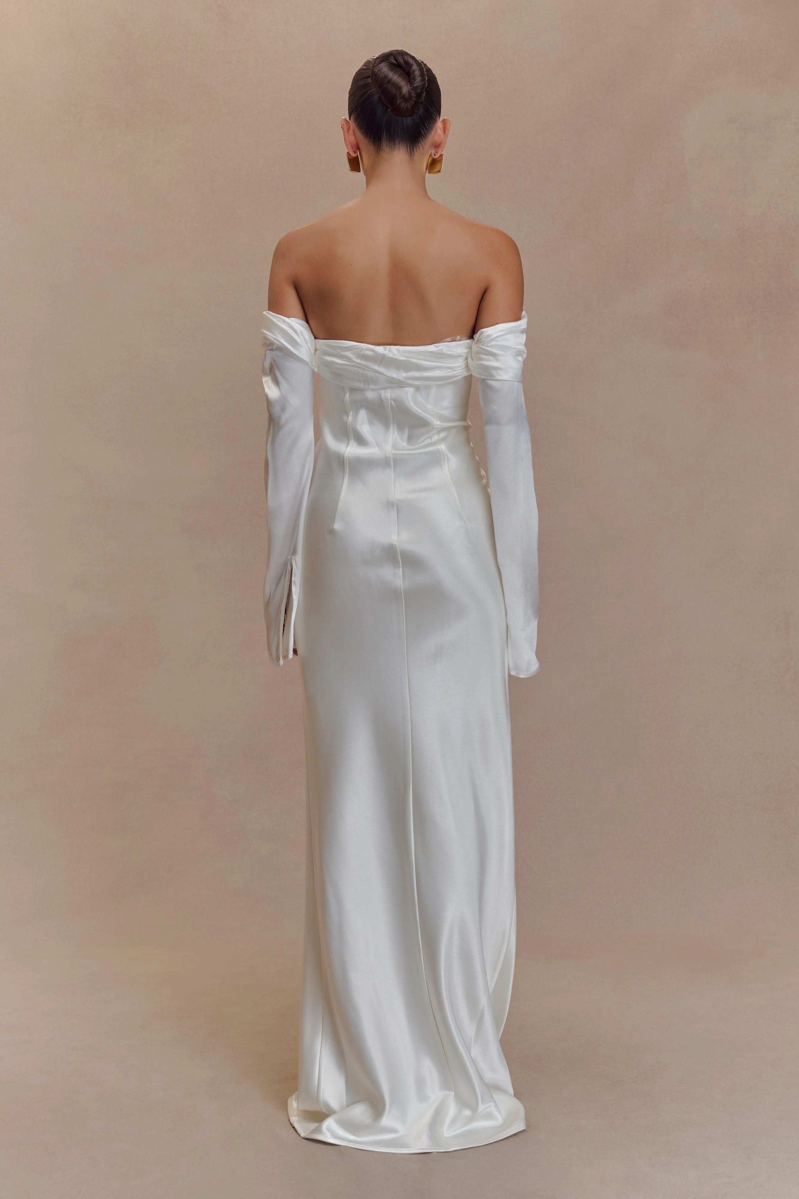 Giselle Off Shoulder Cowl Neck Maxi Dress - White