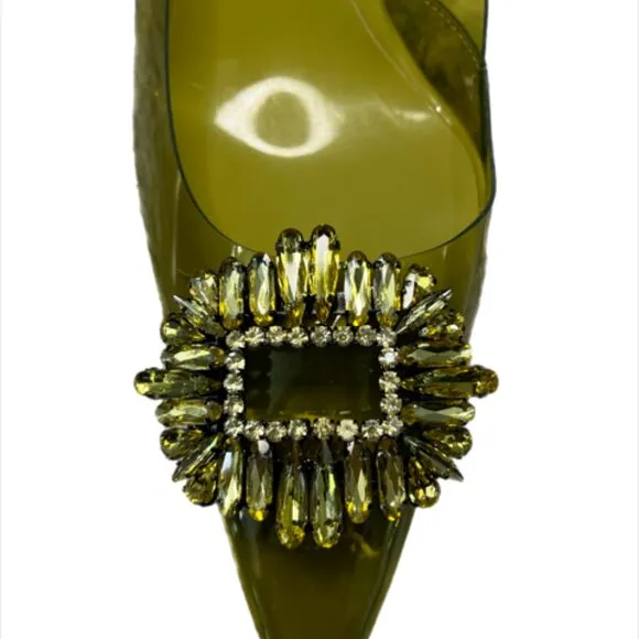 Good American Olive/Gold CINDER-F*CKING-RELLA PUMP Size 13