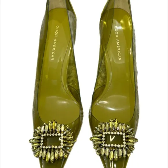 Good American Olive/Gold CINDER-F*CKING-RELLA PUMP Size 13