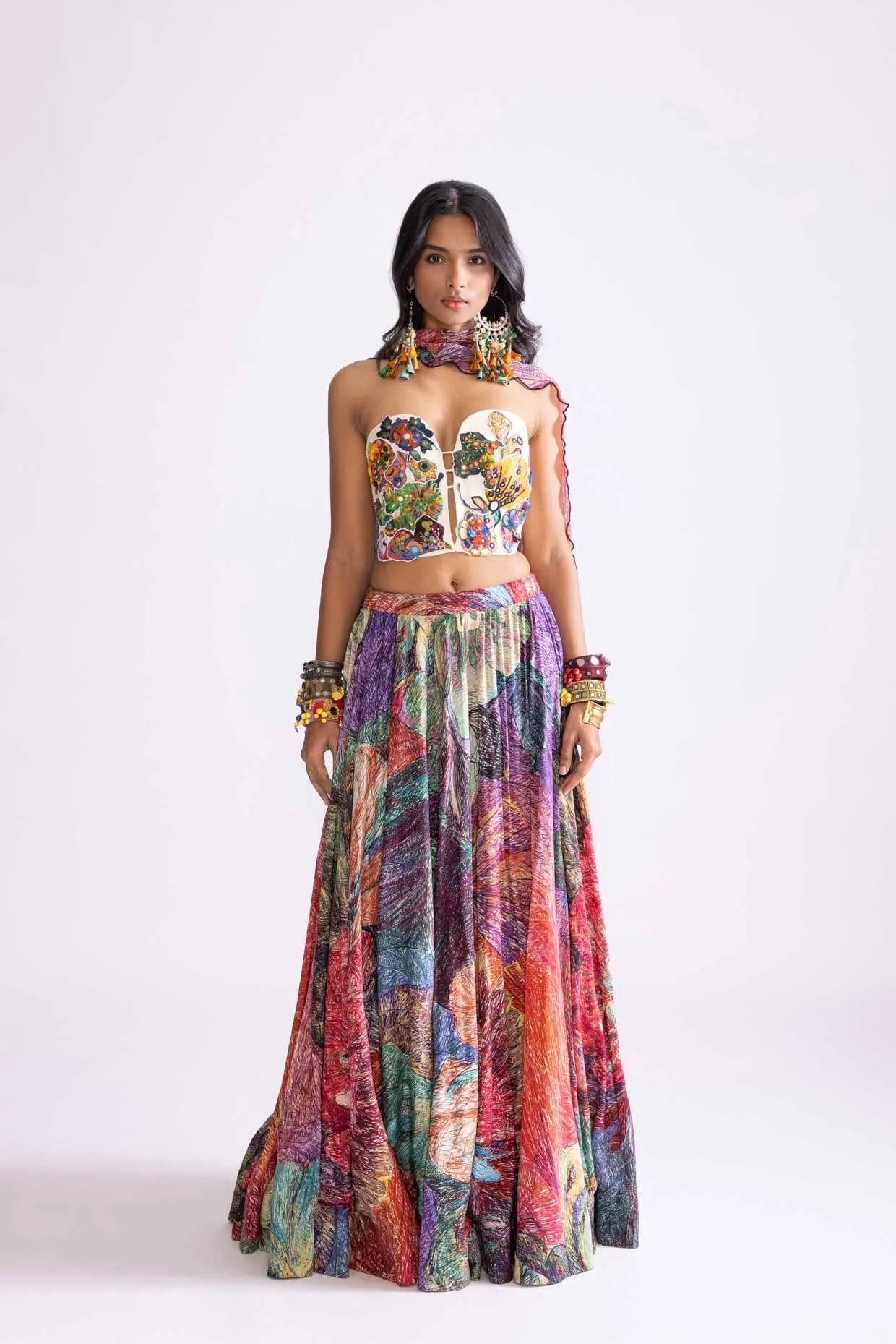 Hoxton Blouse, Scallop Dupatta & Magnolia Lehenga