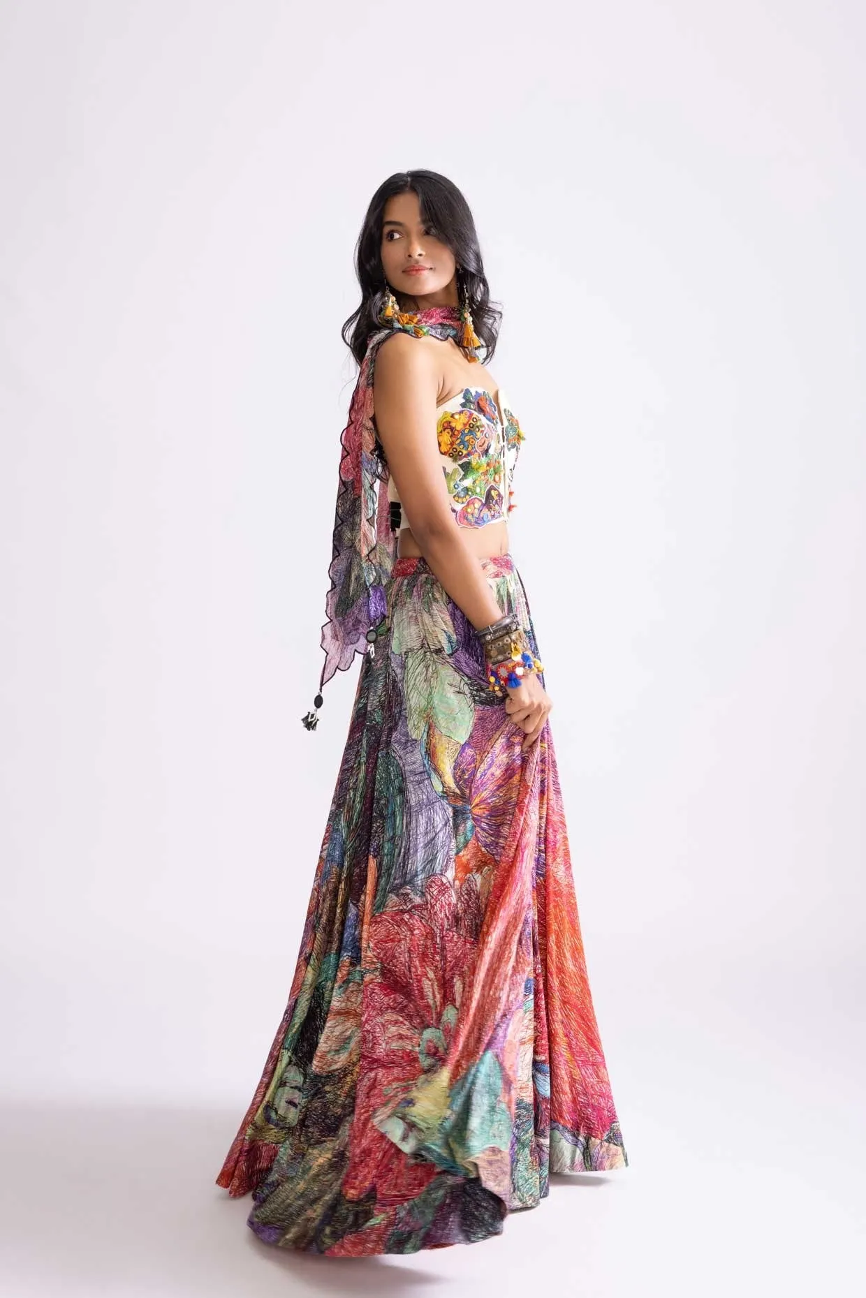 Hoxton Blouse, Scallop Dupatta & Magnolia Lehenga