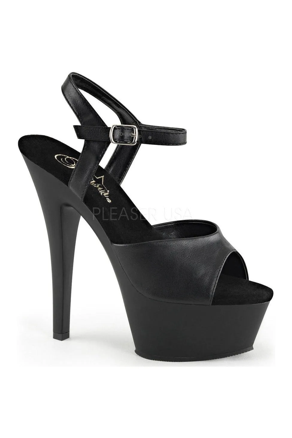KISS-209 Platform Sandal | Black Faux Leather