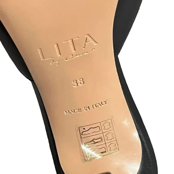 NWT luxury LITA by Ciara X REVOLVE Solid Square Toe Slide heel Sandal in Black