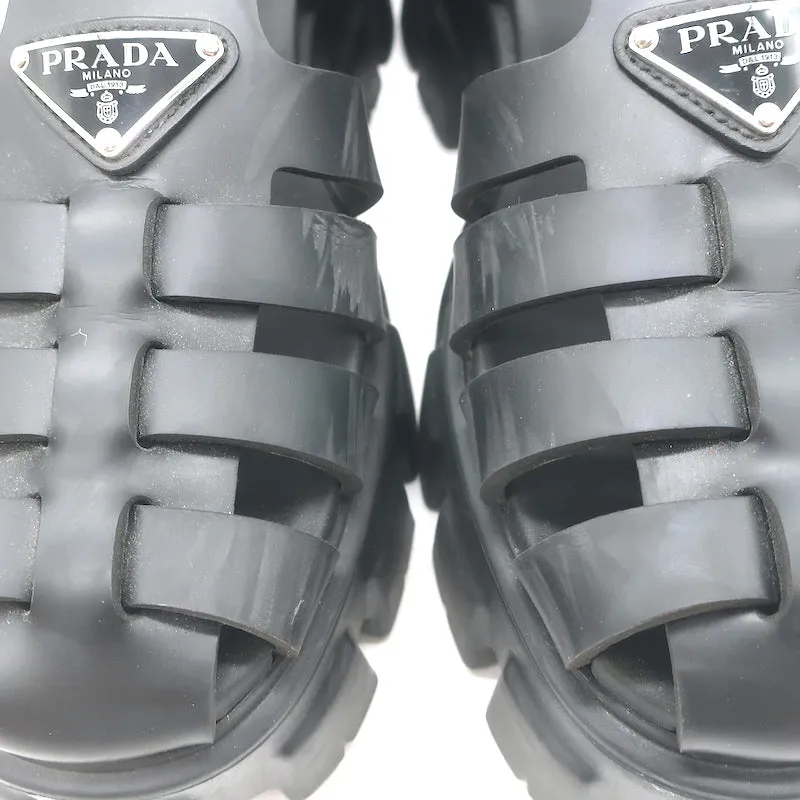 Prada Monolith Platform Sandals Black Rubber Size 41