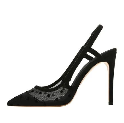 Small Size Lace Mesh High Heels BS329