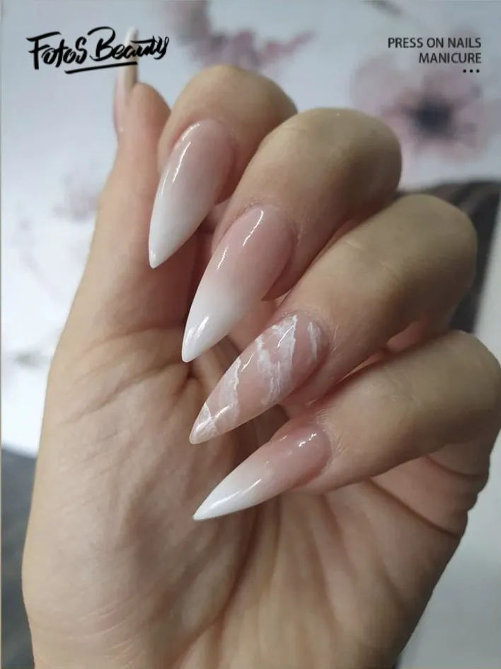Stiletto Marbing Gradual Whtie