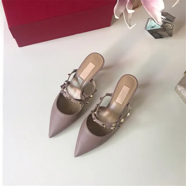 Women's Pumps Genuine Leather Shoes Pointed Toe Party Pumps New Fashion Dress Shoes Hot Sell Thin Heels Ladies Sandals