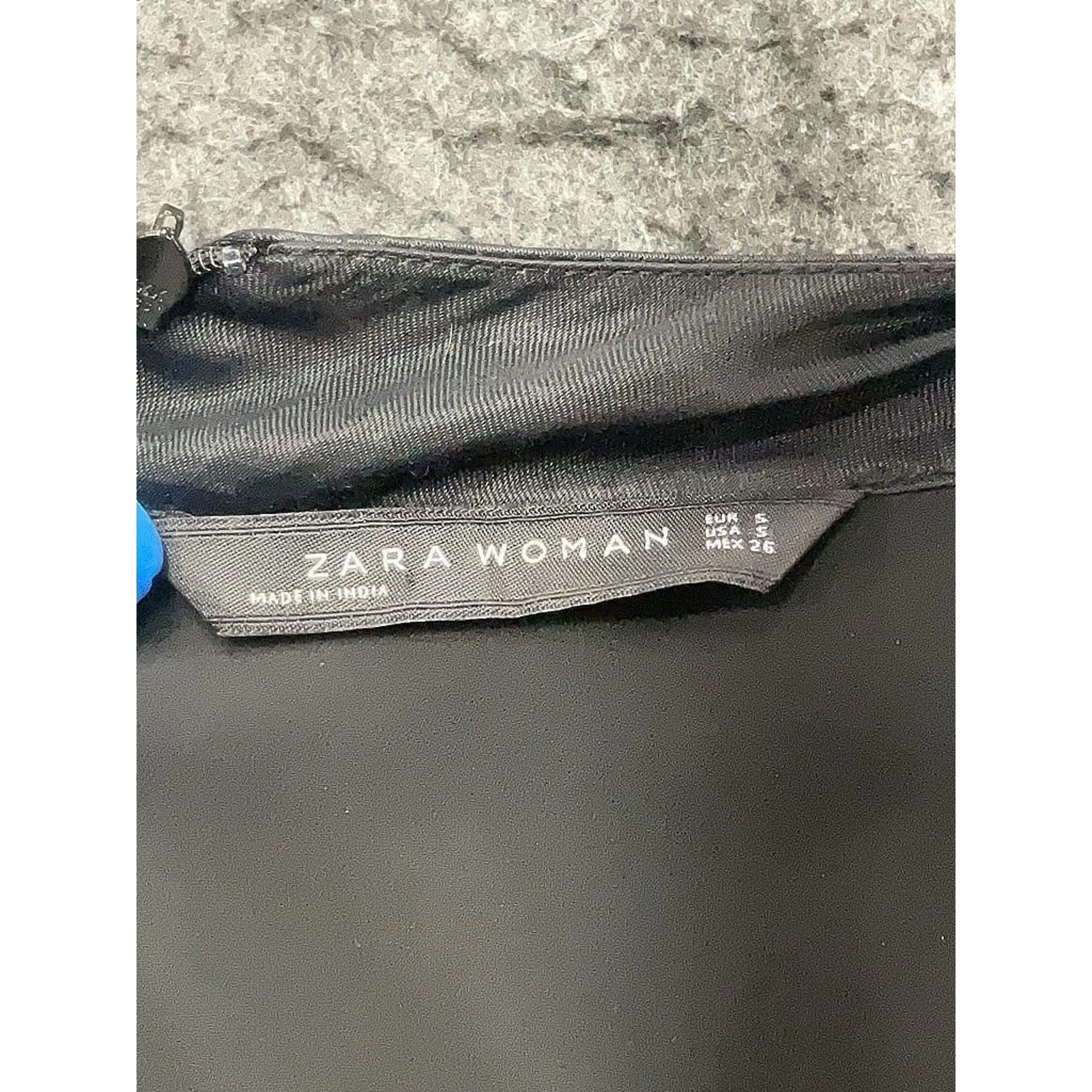 Zara Women's Beaded Long Sleeve Black Satin Mini Dress – Size Small